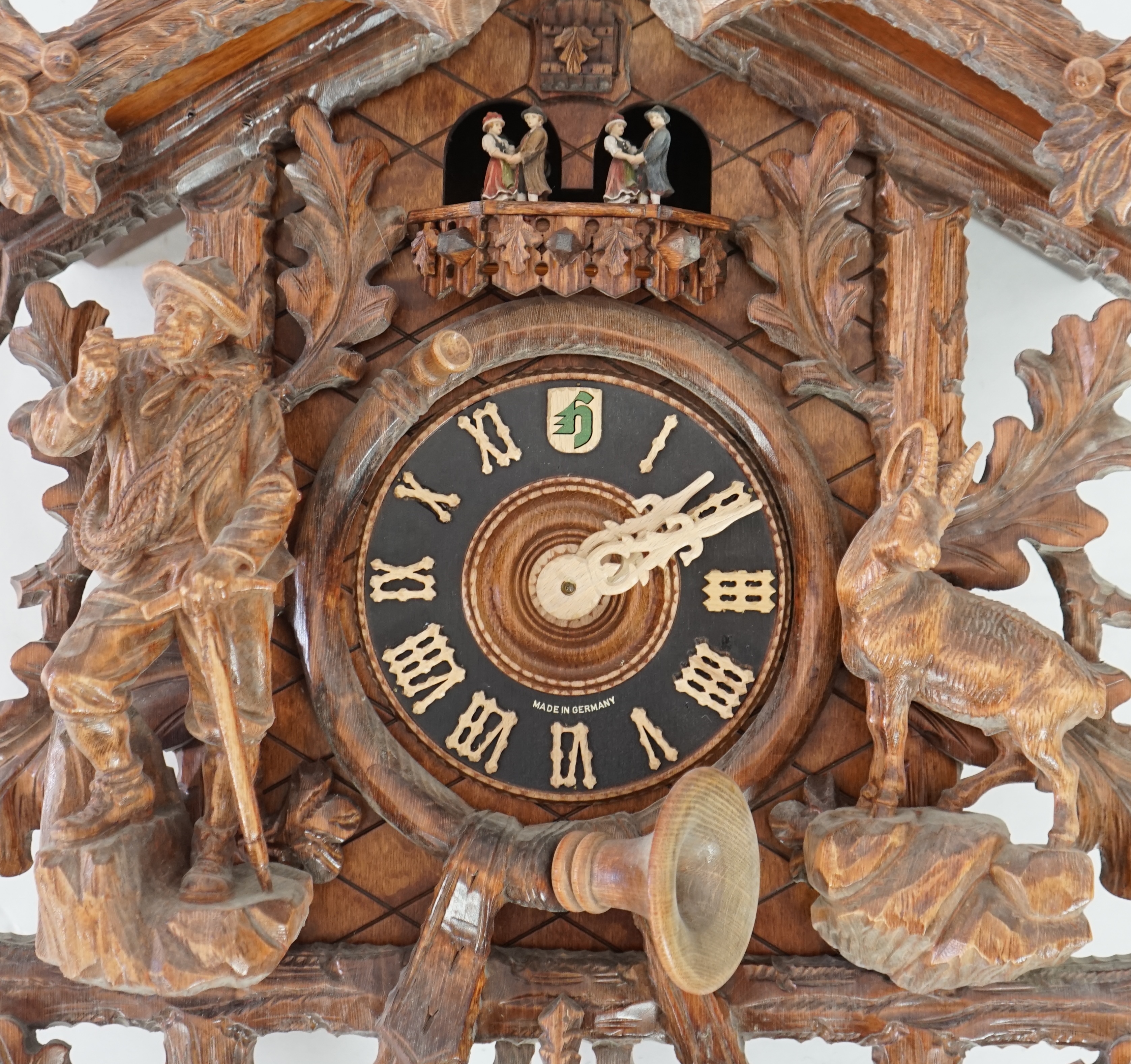 A Hönes Black Forest carved wood cuckoo clock